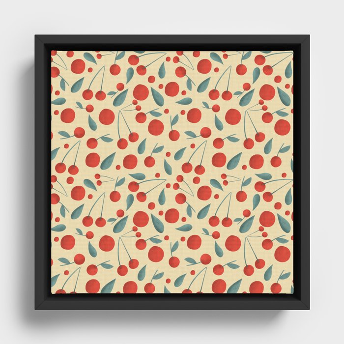 Red cherries pattern Framed Canvas