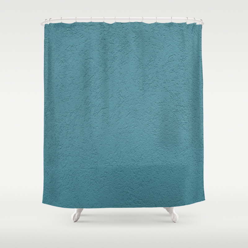 Abstract Solid Color Turquoise Wall Texture Shower Curtain By
