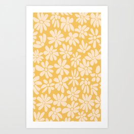 Retro Floral - Earthy colors - yellow mostard Art Print