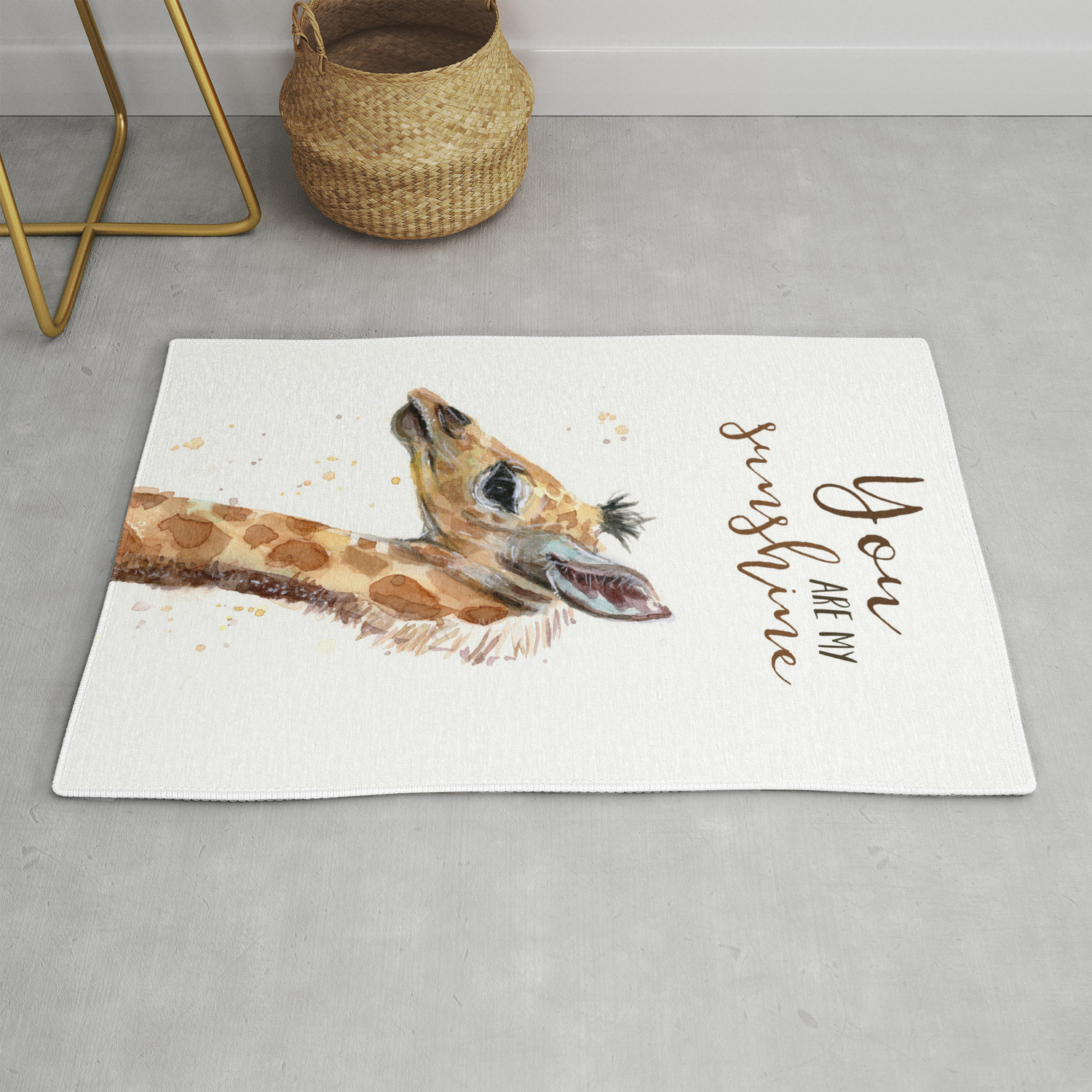 You Are My Sunshine Giraffe Nursery Animals Watercolor Art Rug By My Sunshine Giraffe Nursery Animals