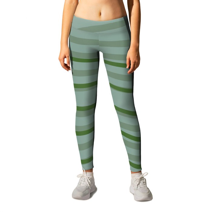 Green Imperfect Rainbow Arch Lines Leggings