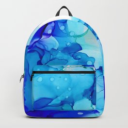 Blue Aqua Backpack | Indigo, Art, Teal, Ocean, Blue, Inkblot, Dots, Ink, Painting, Aquamarine 