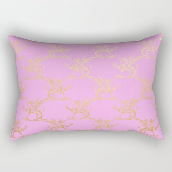 Princess like I - Gold glitter effect lion pattern on pink background #Society6 Rectangular Pillow