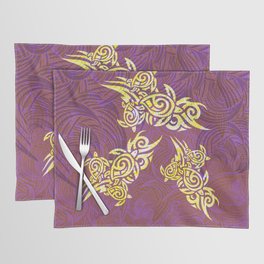 Golden Turtles  And Abstract Waves Placemat