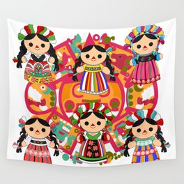 Mexican Dolls Wall Tapestry
