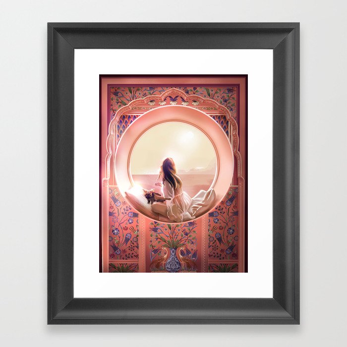 Girl in Sunroom Framed Art Print