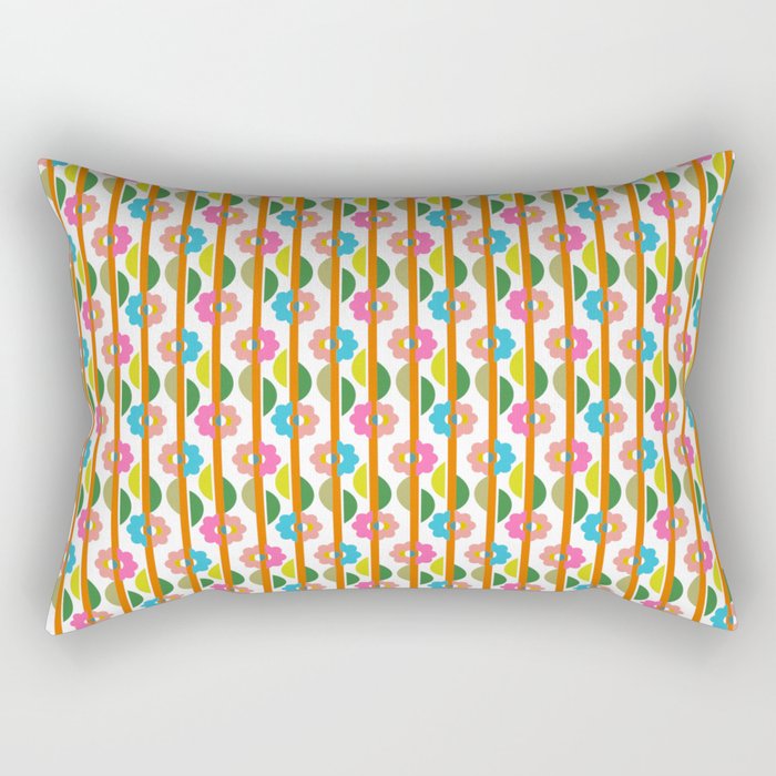 70's inspired Floral Rectangular Pillow