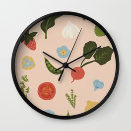 Fruits and veggies from the kitchen  Wall Clock