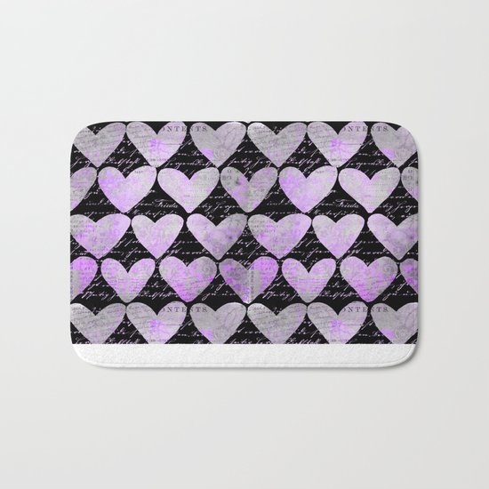 pink heart typography pattern Bath Mat