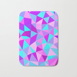 Pink, Aqua, and Purple Multicolored Geometric Triangle Pattern Bath Mat