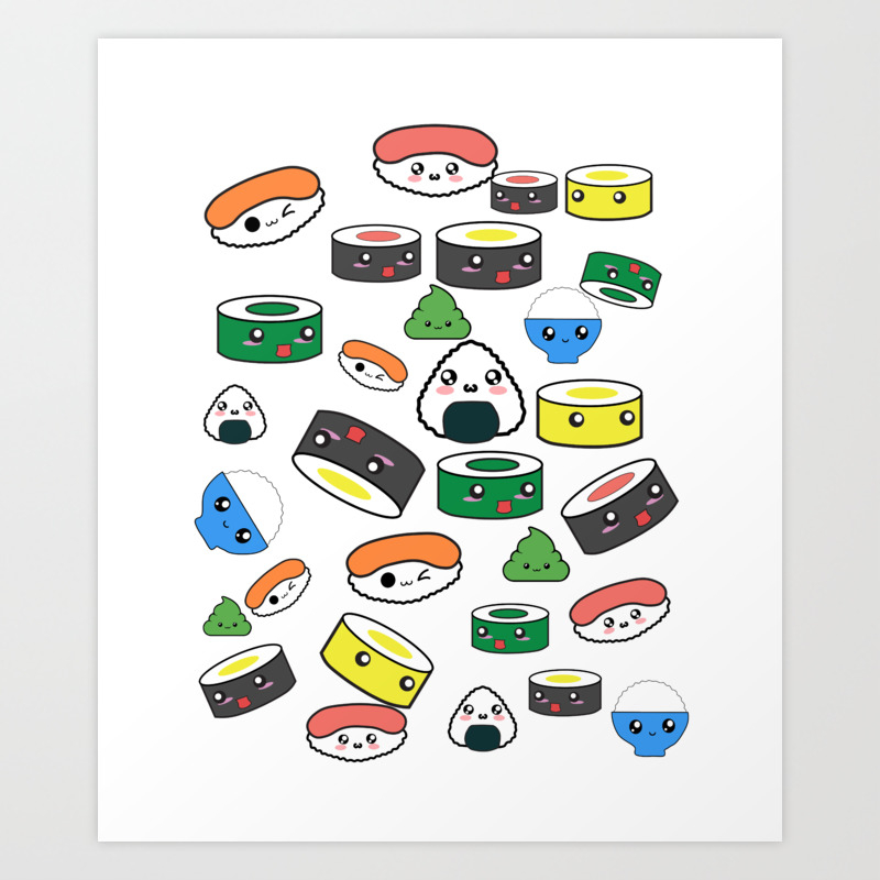 Funny Kawaii Sushi Design Gift For Japanese Anime Fans Art Print By Dc Designstudio Society6