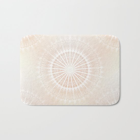 Beige Gold Glittering Mandala Bath Mat