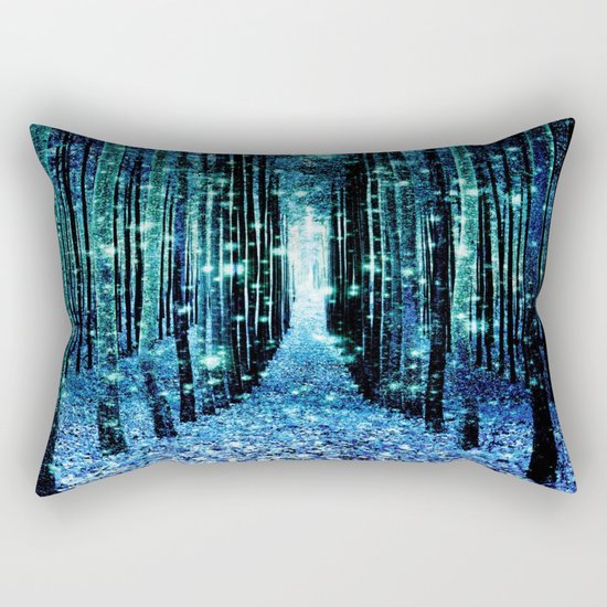Magical Forest Teal Turquoise Rectangular Pillow