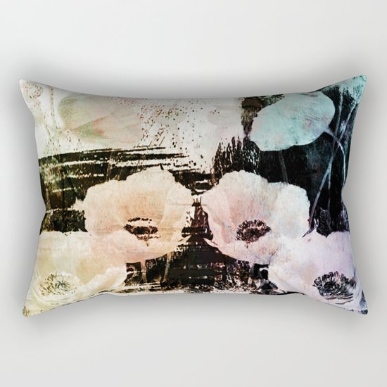 poppies on abstract background Rectangular Pillow