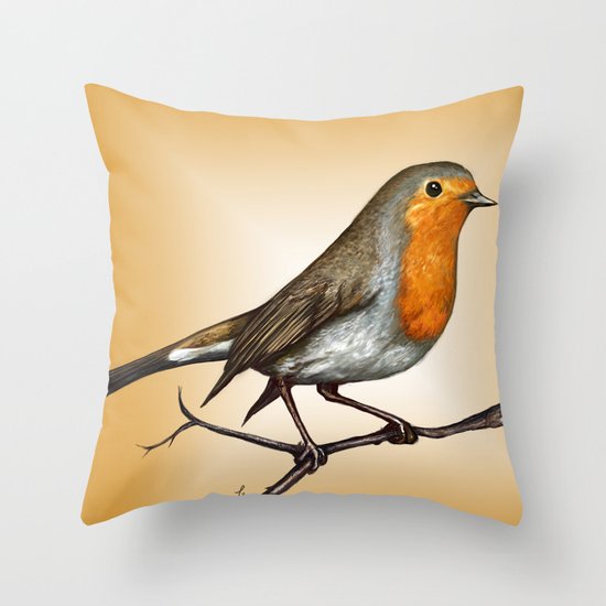 Robin bird Throw Pillow