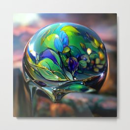 "Nature Has A Way" - Original Artwork Digital Art Reflection Sphere Melting Orb Ball  Metal Print | Pop Art, Nature, Digital, Crystalball, Orb, Mirror, Originalart, Originalartwork, Abstractorb, Naturehasaway 