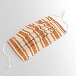 [ Thumbnail: Beige and Chocolate Colored Stripes Pattern Face Mask ]