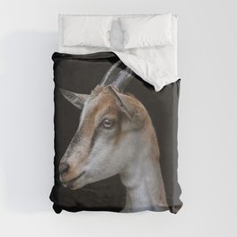 Young Alpine Mountain Goat Portrait Black  Duvet Cover