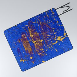 Cobalt Blue Abstract Grunge Paint Picnic Blanket
