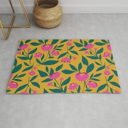 Bold and bright pink peony Area & Throw Rug
