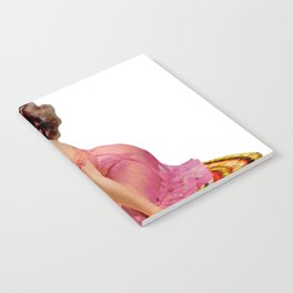 Brunette Pin Up With Pink Dress on Colorful Rug Notebook