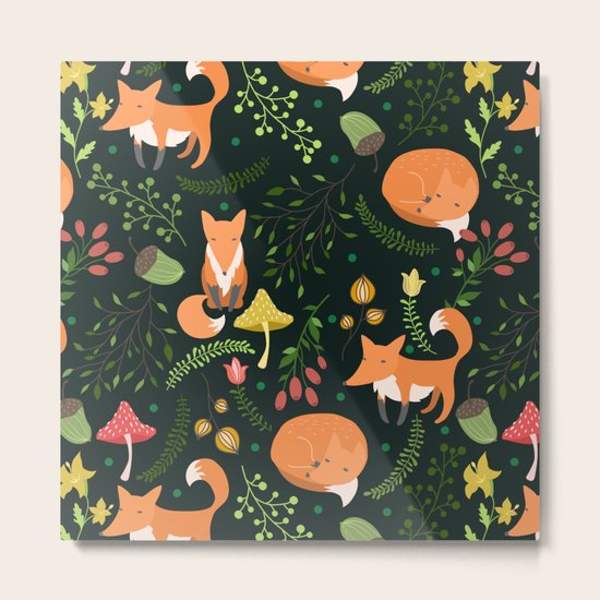 Foxes Metal Print