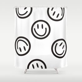Smileys, Black And White Shower Curtain