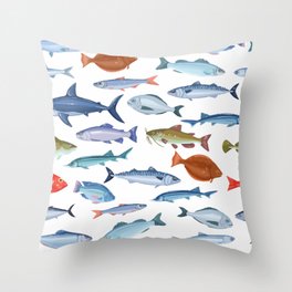 Seamless fish Throw Pillow