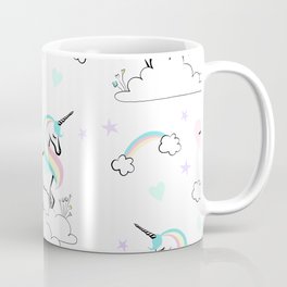 Standing tall Unicorn on cloud and heart pattern Coffee Mug