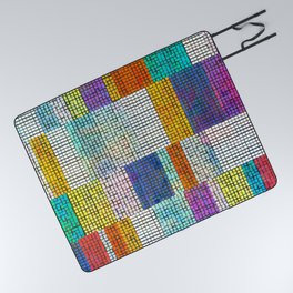 Rainbow Rectangle Tile Pattern Picnic Blanket