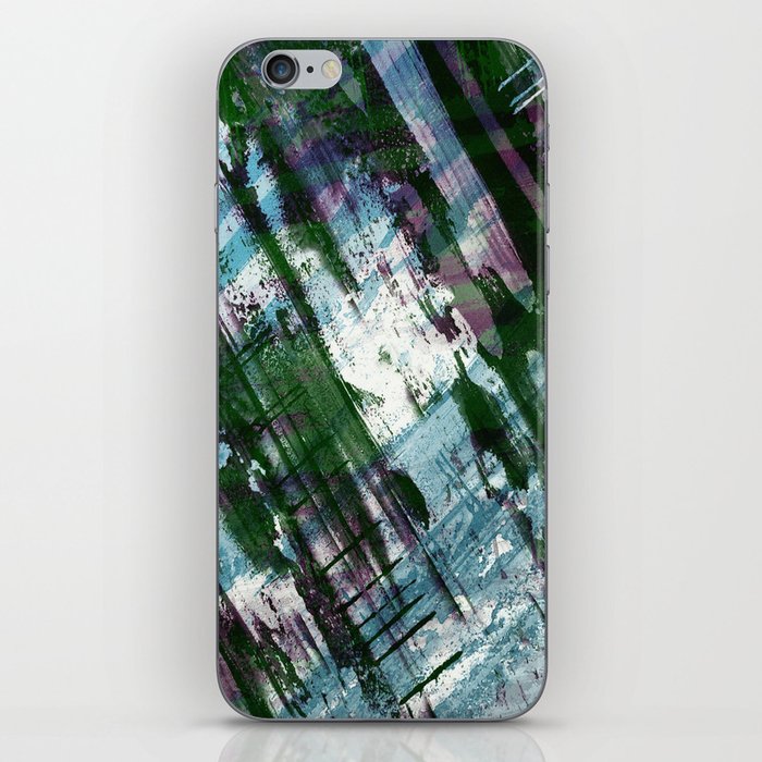 Escape! - Green, purple and cyan metallic abstract art iPhone Skin