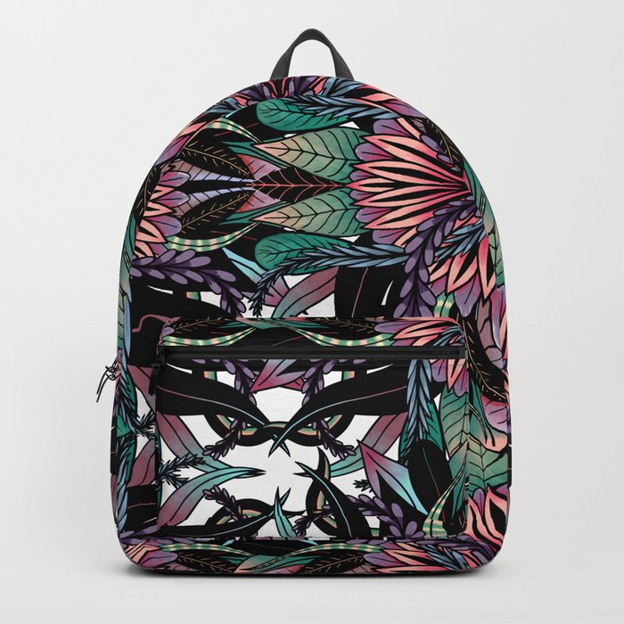 Modern Girly Coral Purple Floral Drawings Backpack