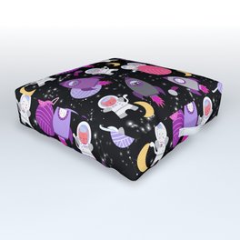 Purple Pink Cat Astronaut Outer Space Pattern Outdoor Floor Cushion