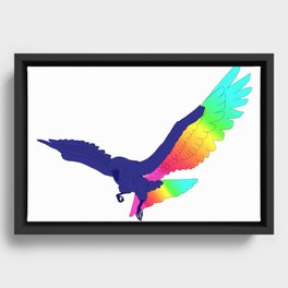 Rainbow Raven Framed Canvas