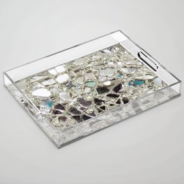 An Explosion of Sparkly Silver Glitter, Glass and Mirror Acrylic Tray