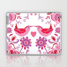 Kissing Birds with Hearts, Valentine's Day Pink and Red Laptop Skin