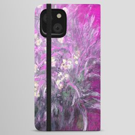 The Path through the Irises floral iris landscape painting by Claude Monet in alternate lavender pink iPhone Wallet Case