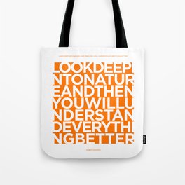 Nature quote poster - Albert Einstein - Orange Tote Bag