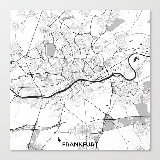 Frankfurt City Map Gray Canvas Print