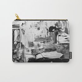 contemporary Palette Knife Abstract Plaid 8 - Black & White Carry-All Pouch