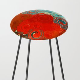 Turquoise and Red Swirls Counter Stool