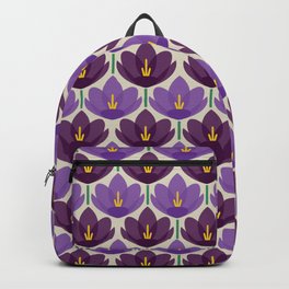 Crocus Flower Backpack | Green, Bedroom, Grey, Graphicdesign, Bright, Simple, Saffron, Flower, Lounge, Modern 