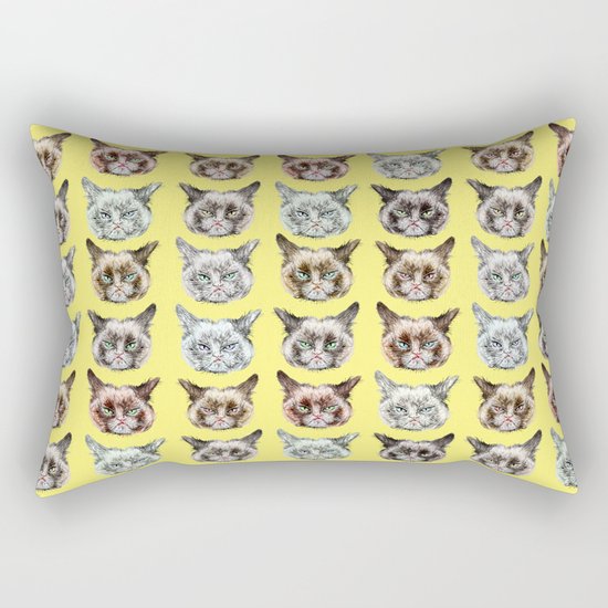 Cats Cats Cats on Yellow Rectangular Pillow