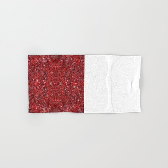 Red and black swirls doodles Hand & Bath Towel