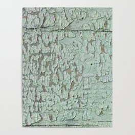 Part of wood with peeled green paint, abstract texture Poster