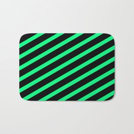 [ Thumbnail: Black and Green Colored Lined/Striped Pattern Bath Mat ]