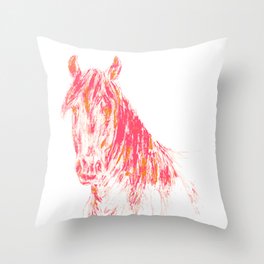 Pop Art Pony - Orange & Pink Horse Art Throw Pillow