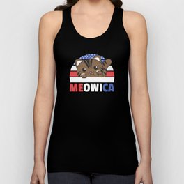 Cat For The Fourth Of July Usa Flag Meowica Unisex Tank Top