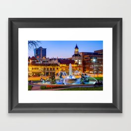 Kansas City Plaza - JC Nichols Fountain at Dusk Framed Art Print