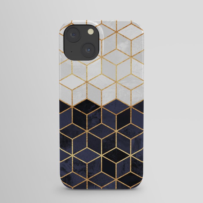 White & Navy Cubes iPhone Case